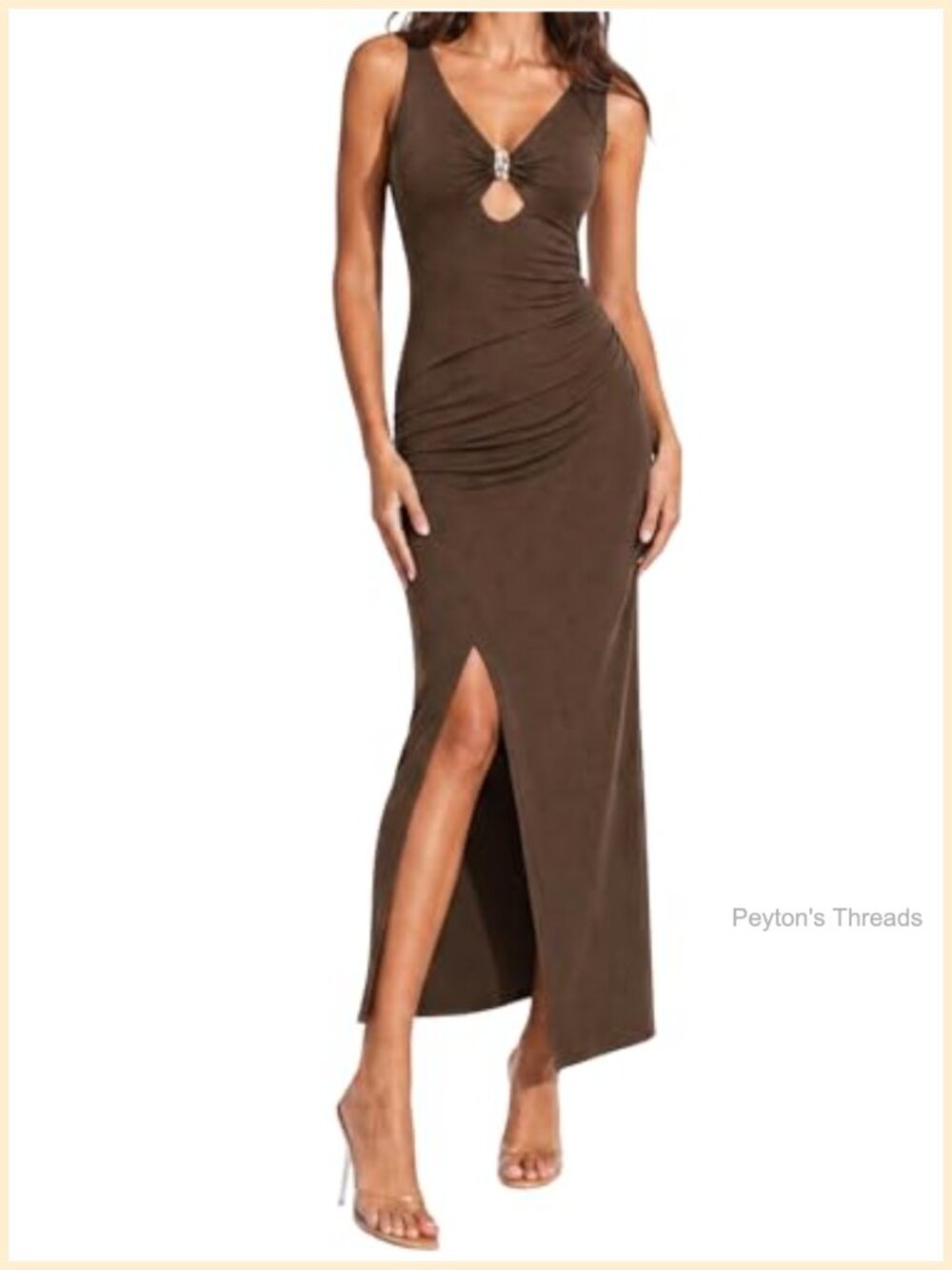 Sexy Deep V-Neck Bodycon Maxi Dress Sleeveless Wedding Party Slit Formal